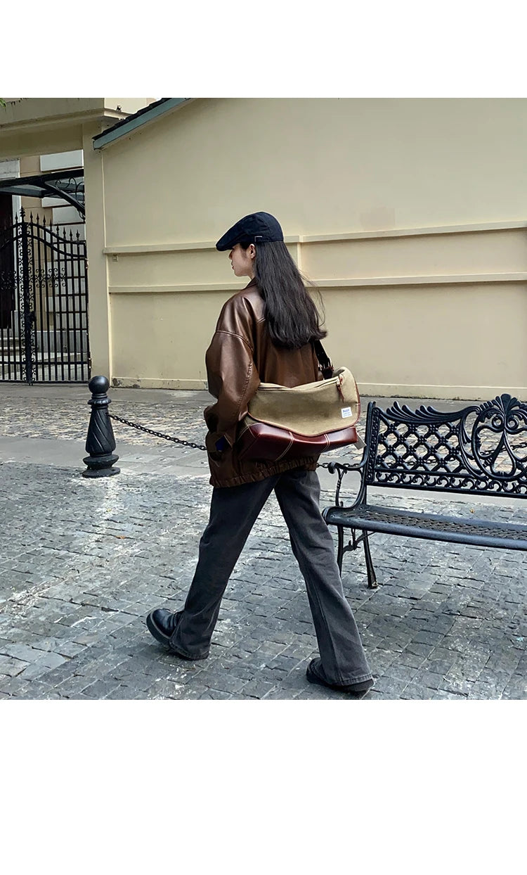 Women’s Black Leather Jacket – Long Biker Streetwear Coat