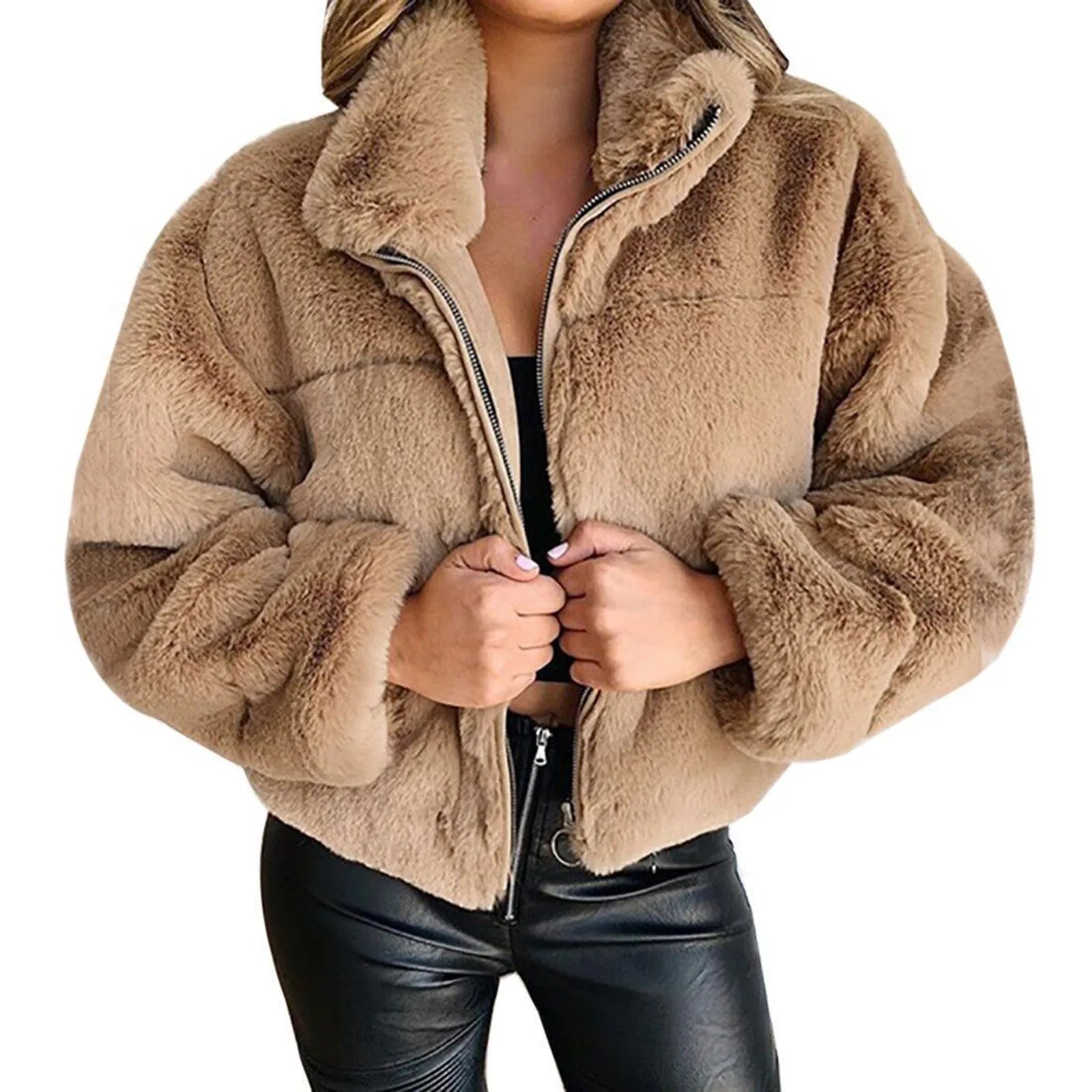 Women’s Faux Fur Coat – Plush Oversized Winter Jacket