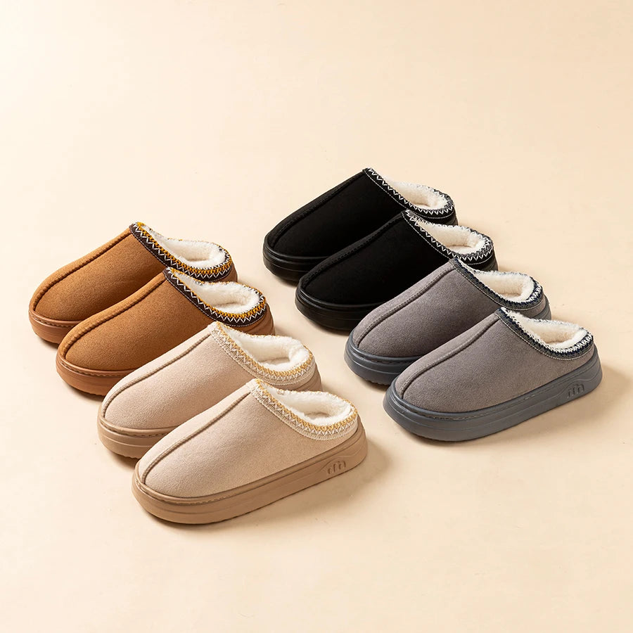 Winter Fuzzy Slippers, Warm Plush Indoor Outdoor Anti-Slip House Shoes