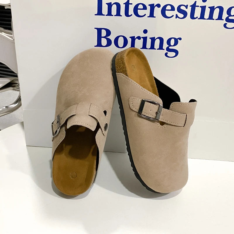 Unisex Suede Mules, Cork Insole Clogs with Arch Support