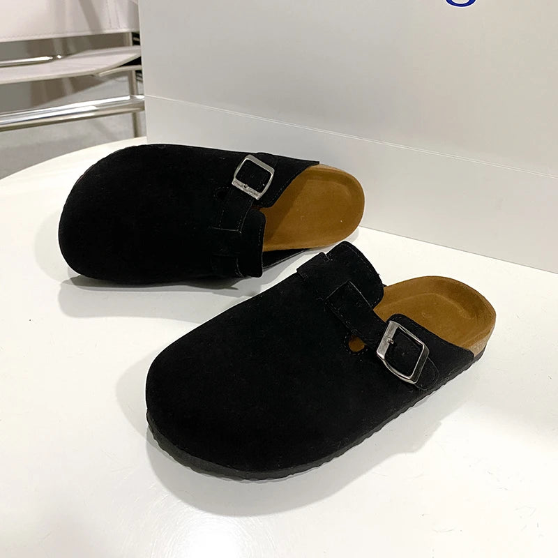Unisex Suede Mules, Cork Insole Clogs with Arch Support