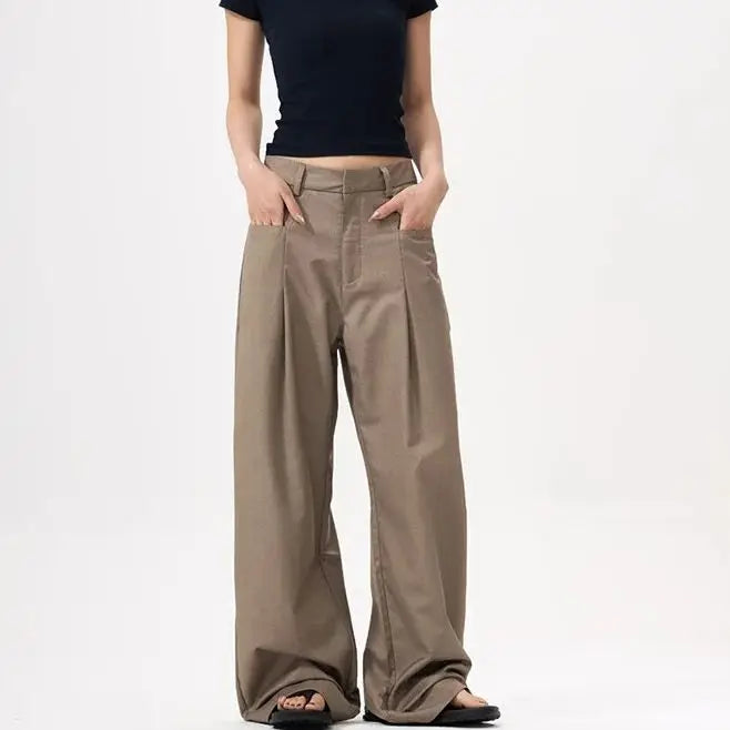 Unisex Pleated Wide-Leg Pants – Loose Draped Casual Trousers