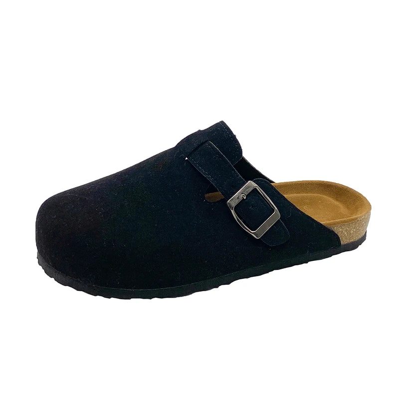 Unisex Suede Mules, Cork Insole Clogs with Arch Support