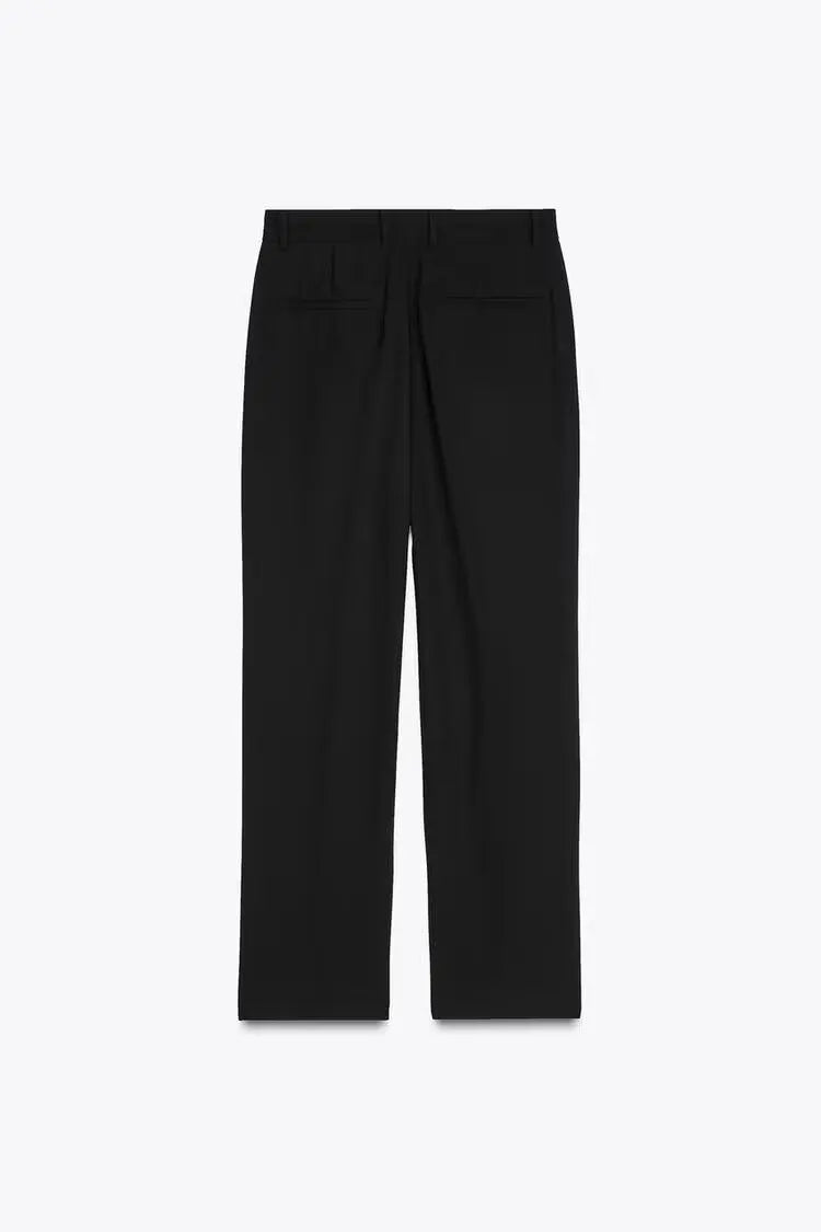 Women’s Spring Pantsuit Set – Zipper Top & Straight-Leg Trousers 2025