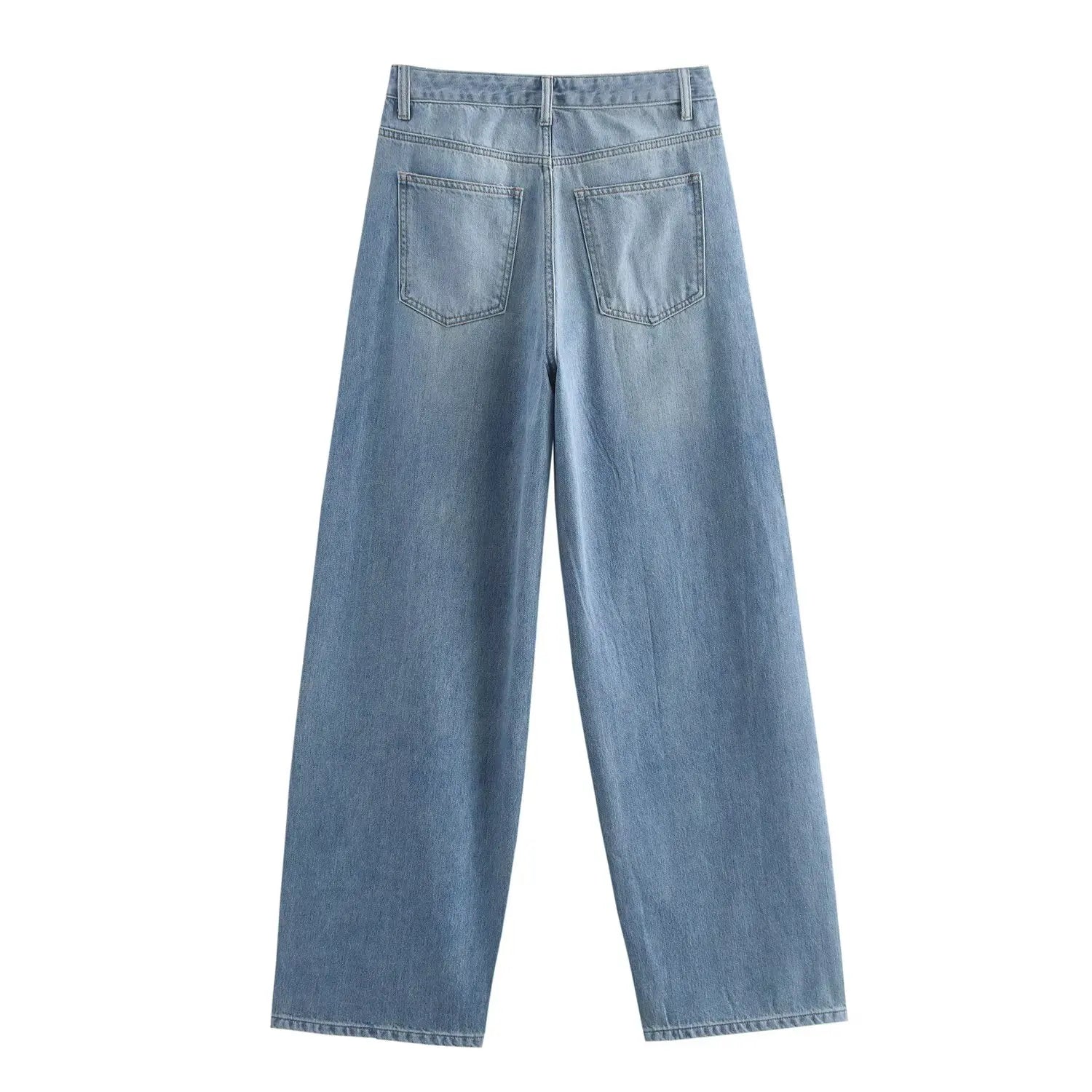 Women’s Asymmetric Denim Trousers – High Waist Wide Leg Jeans 2025
