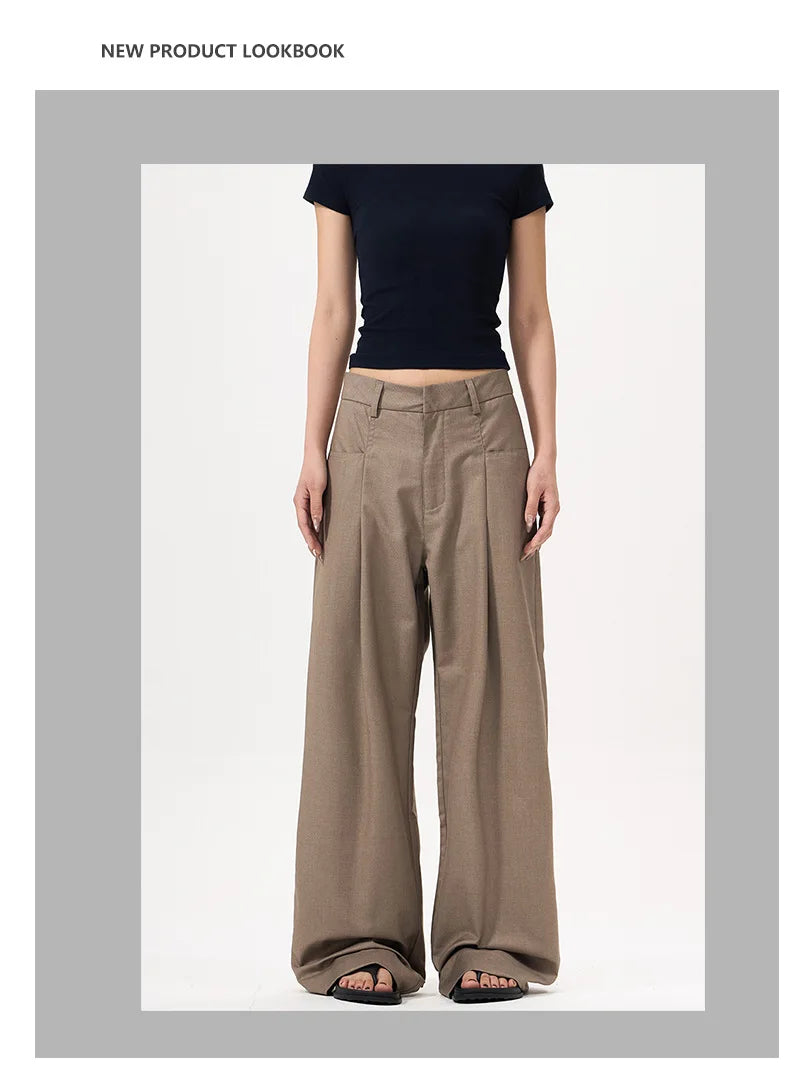 Unisex Pleated Wide-Leg Pants – Loose Draped Casual Trousers
