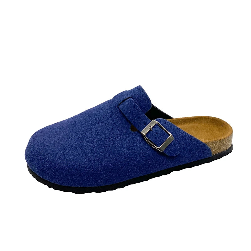 Unisex Suede Mules, Cork Insole Clogs with Arch Support
