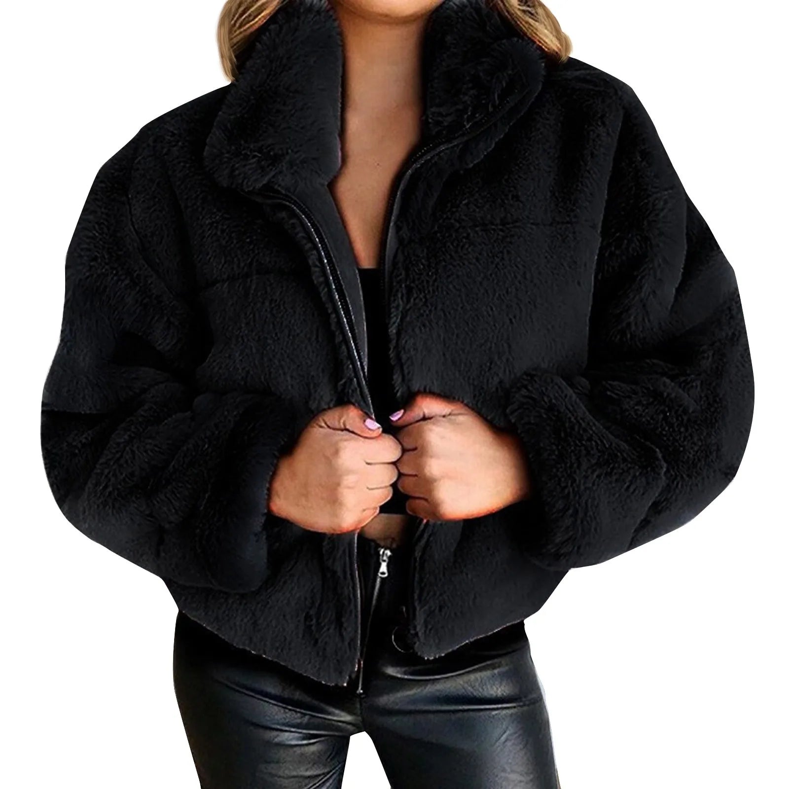 Women’s Faux Fur Coat – Plush Oversized Winter Jacket