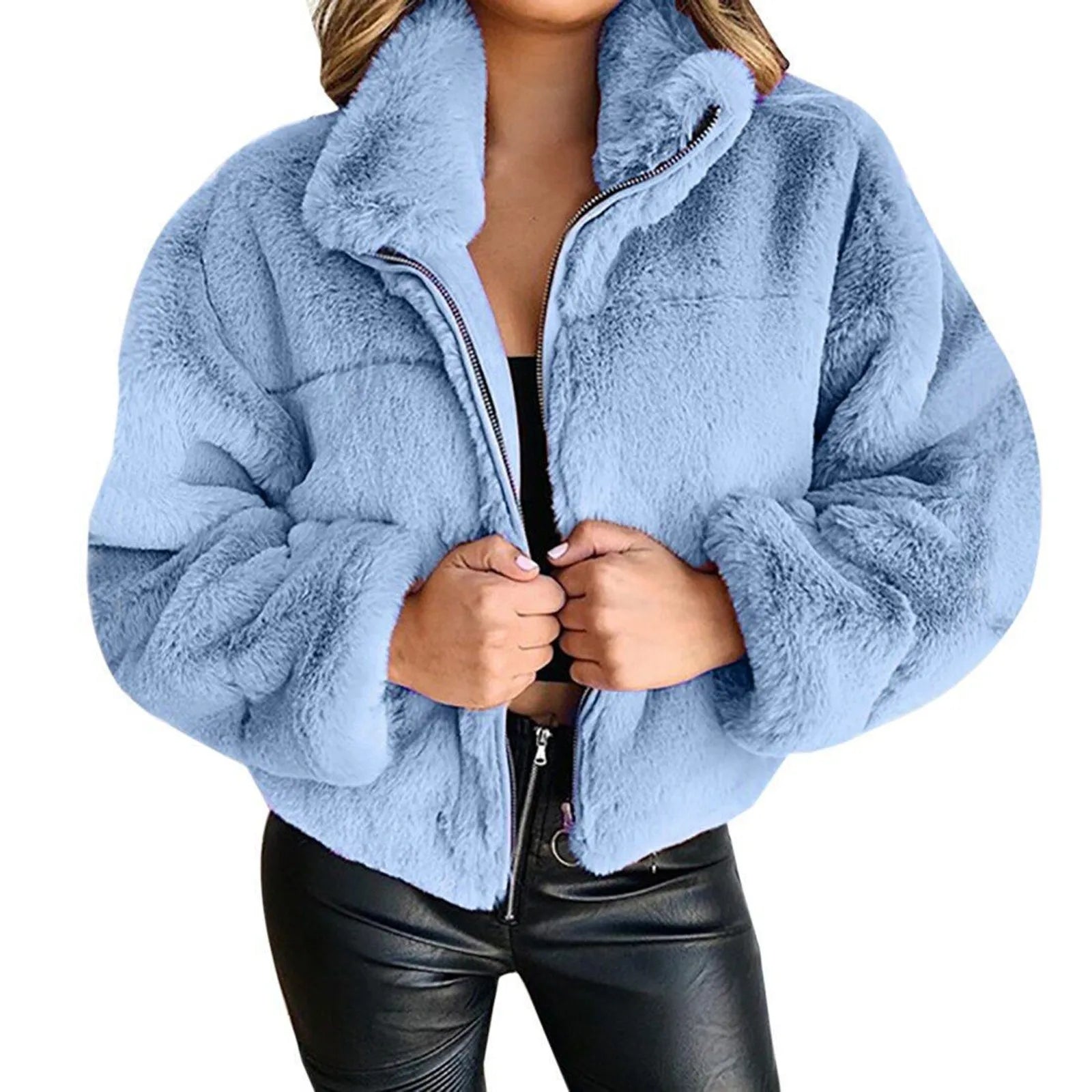 Women’s Faux Fur Coat – Plush Oversized Winter Jacket