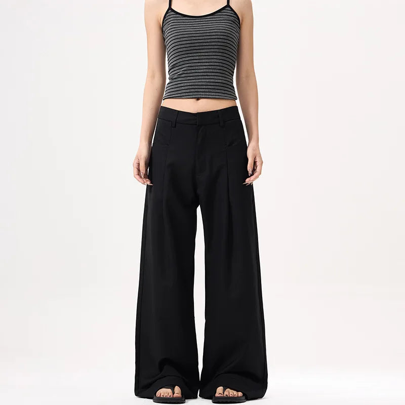 Unisex Pleated Wide-Leg Pants – Loose Draped Casual Trousers
