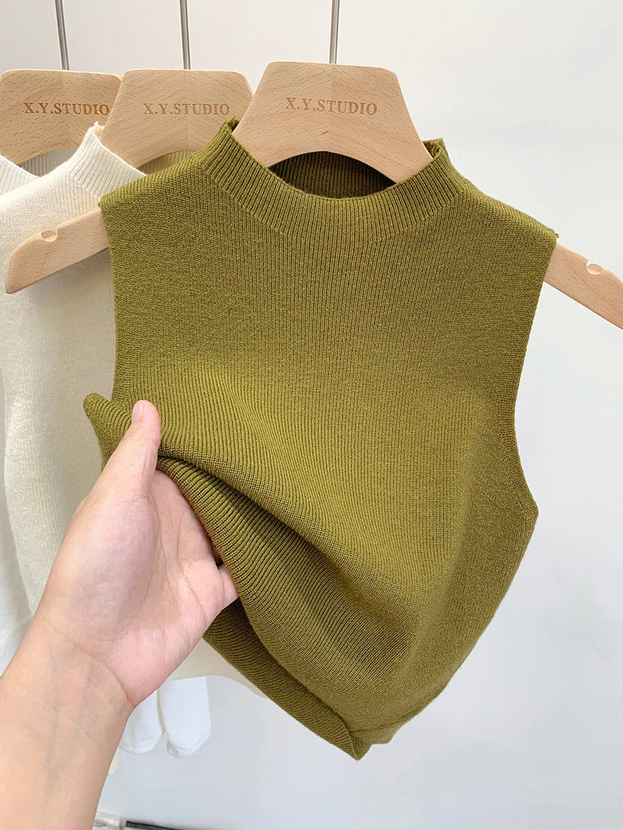 Women’s Knitted Tank Top – Sleeveless Slim Fit Sweater