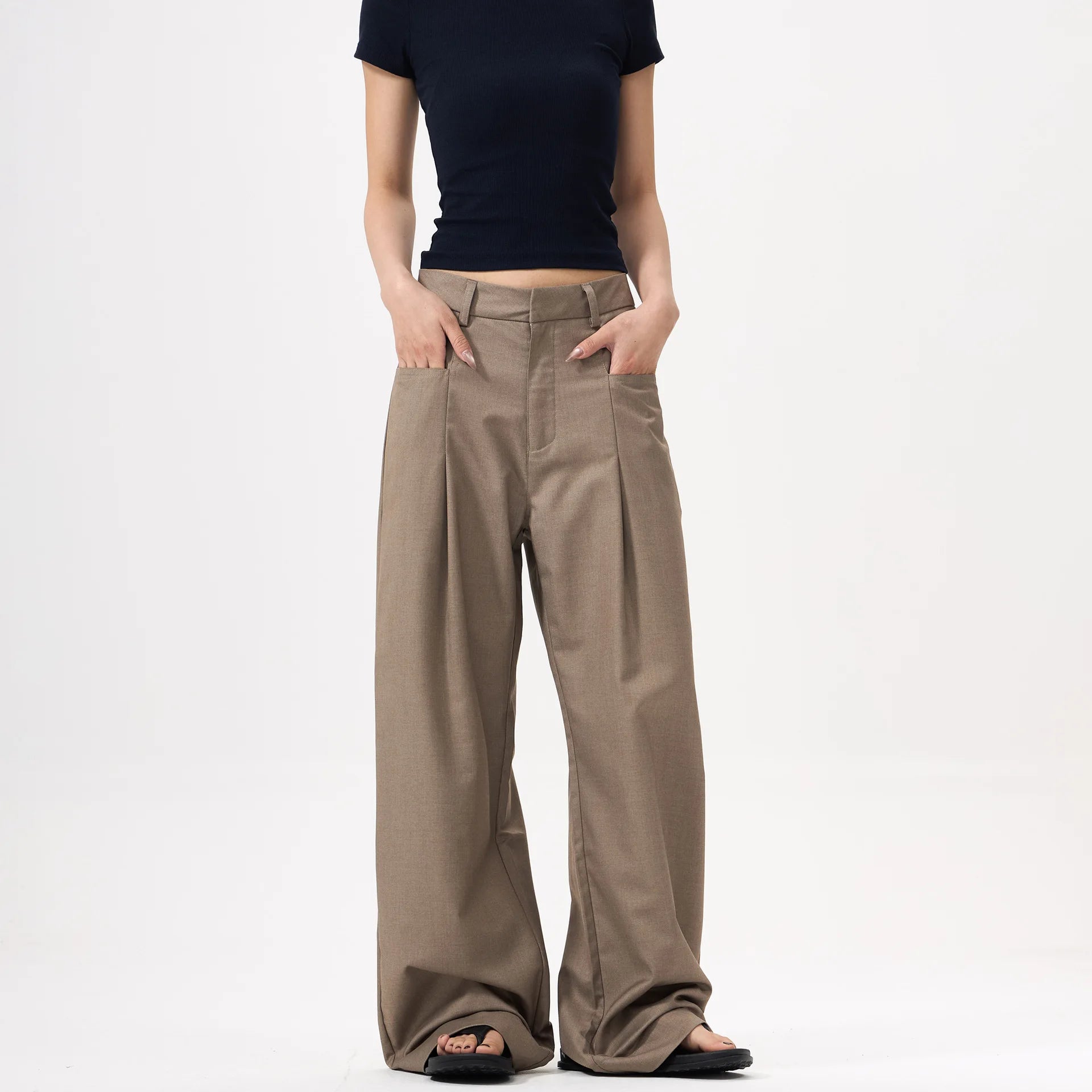 Unisex Pleated Wide-Leg Pants – Loose Draped Casual Trousers