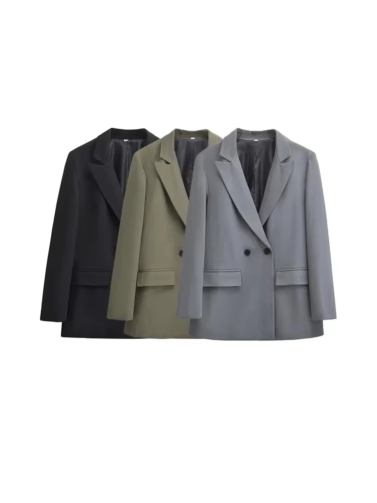 Women’s Double-Breasted Blazer – Chic Office Outerwear