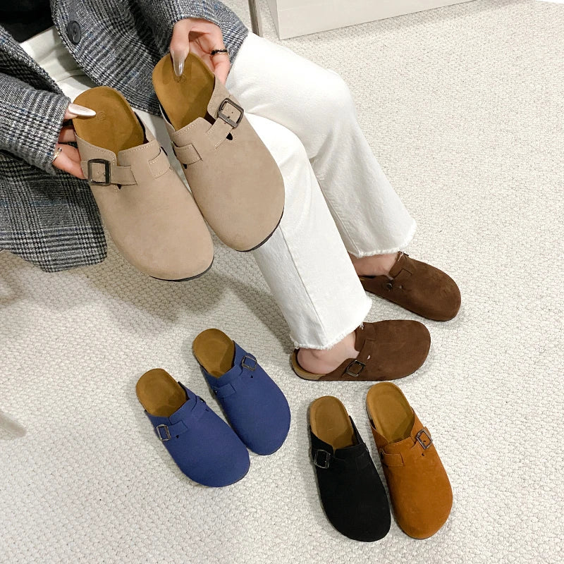 Unisex Suede Mules, Cork Insole Clogs with Arch Support