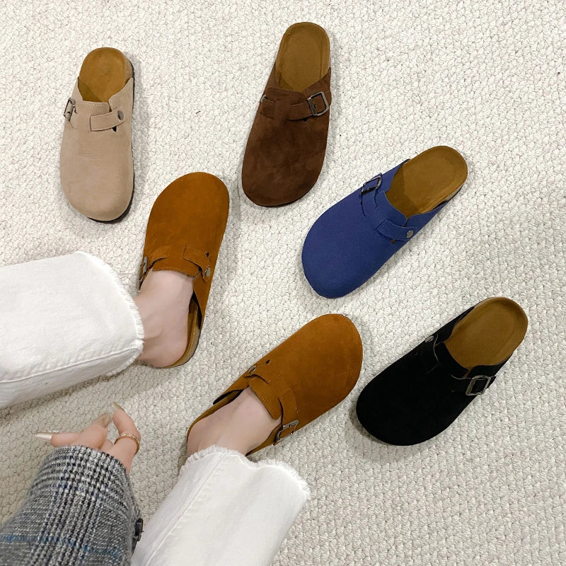 Unisex Suede Mules, Cork Insole Clogs with Arch Support