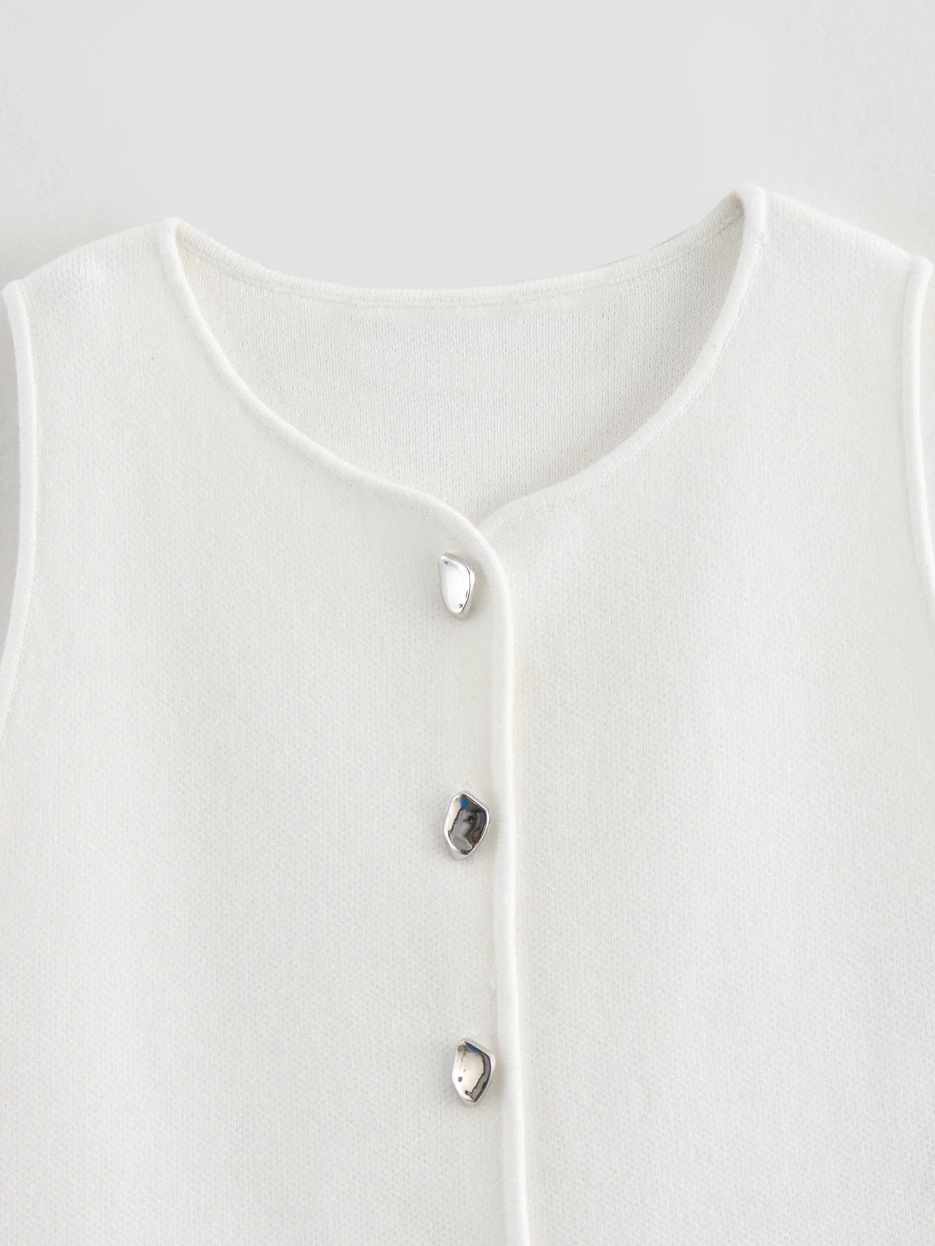 Women’s Knit Vest – Cropped Button-Up Streetwear Tops