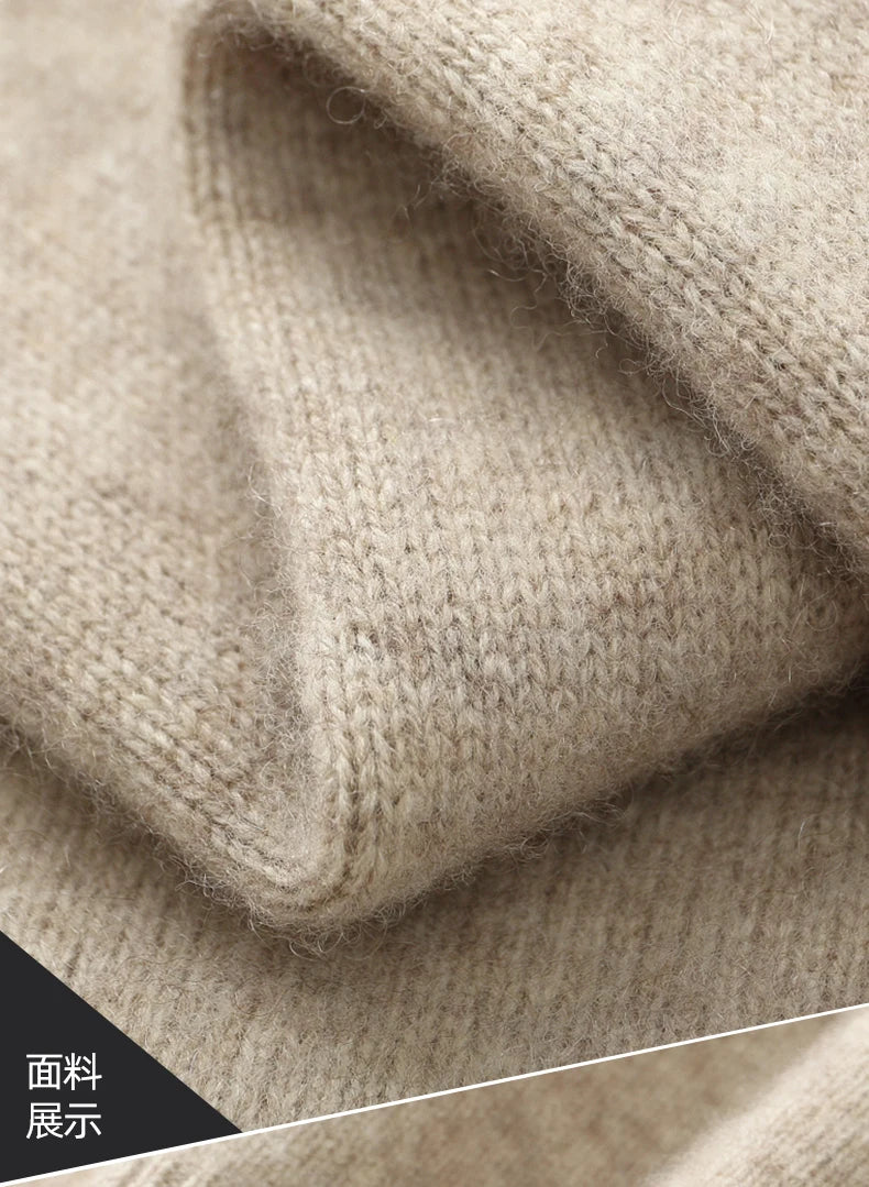 Men’s Merino Wool Sweater – Thick Zippered Mock Collar Cardigan