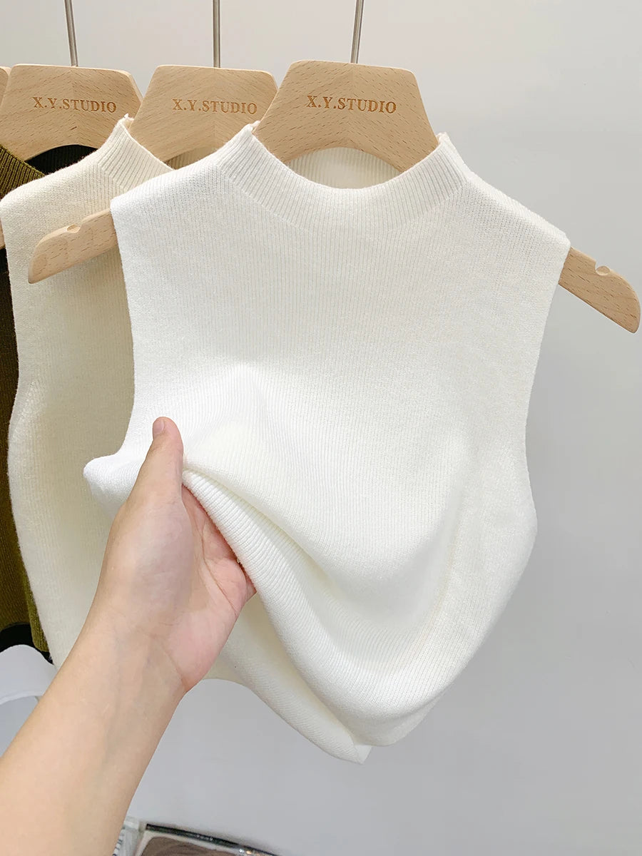 Women’s Knitted Tank Top – Sleeveless Slim Fit Sweater