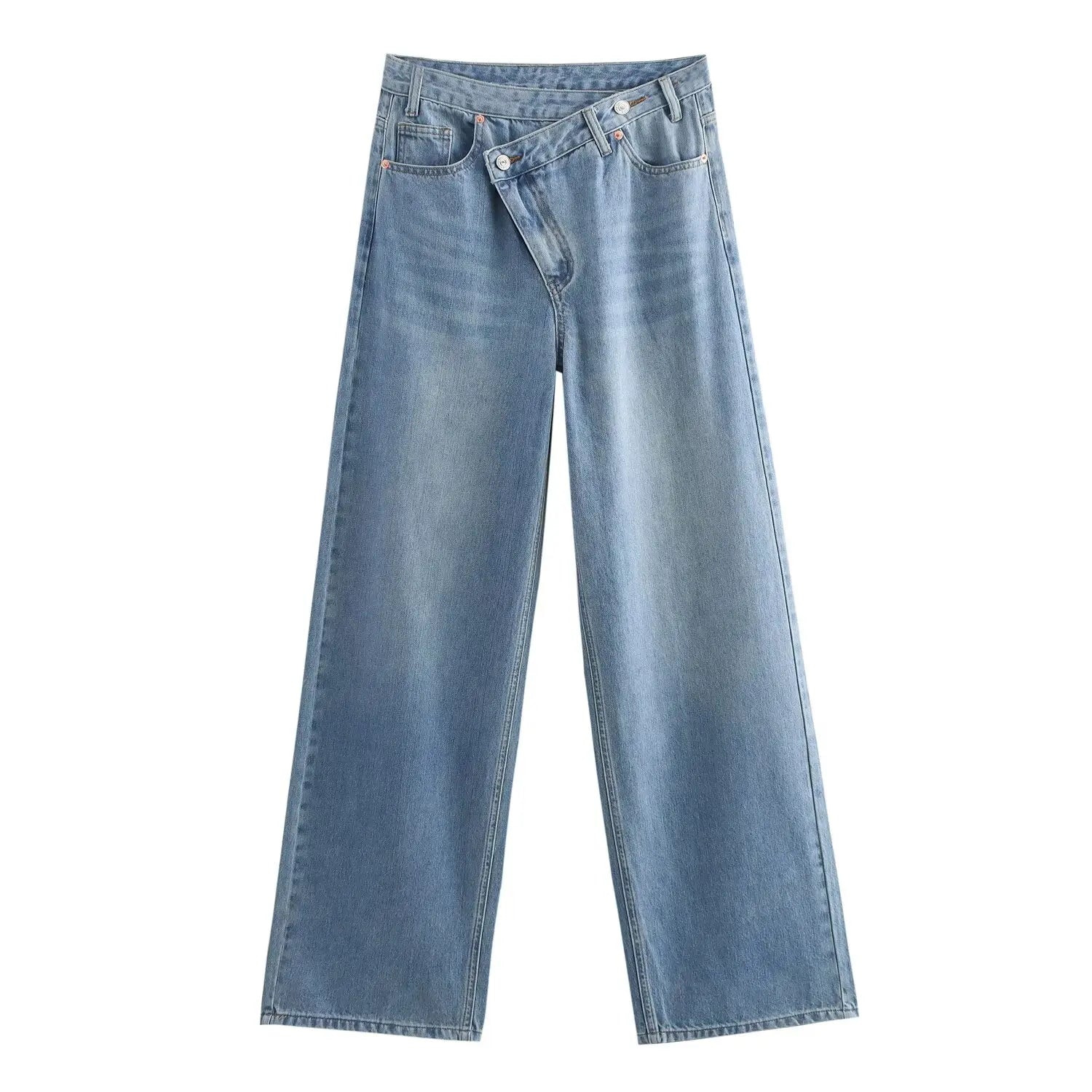Women’s Asymmetric Denim Trousers – High Waist Wide Leg Jeans 2025