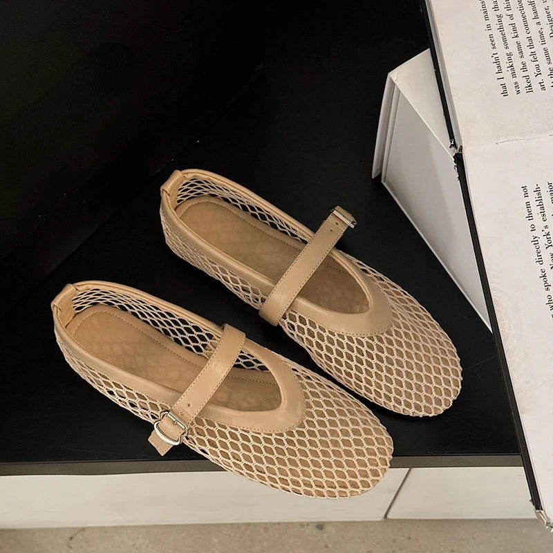 Women’s Summer Mary Jane Flats, Breathable Cut-Out Casual Shoes