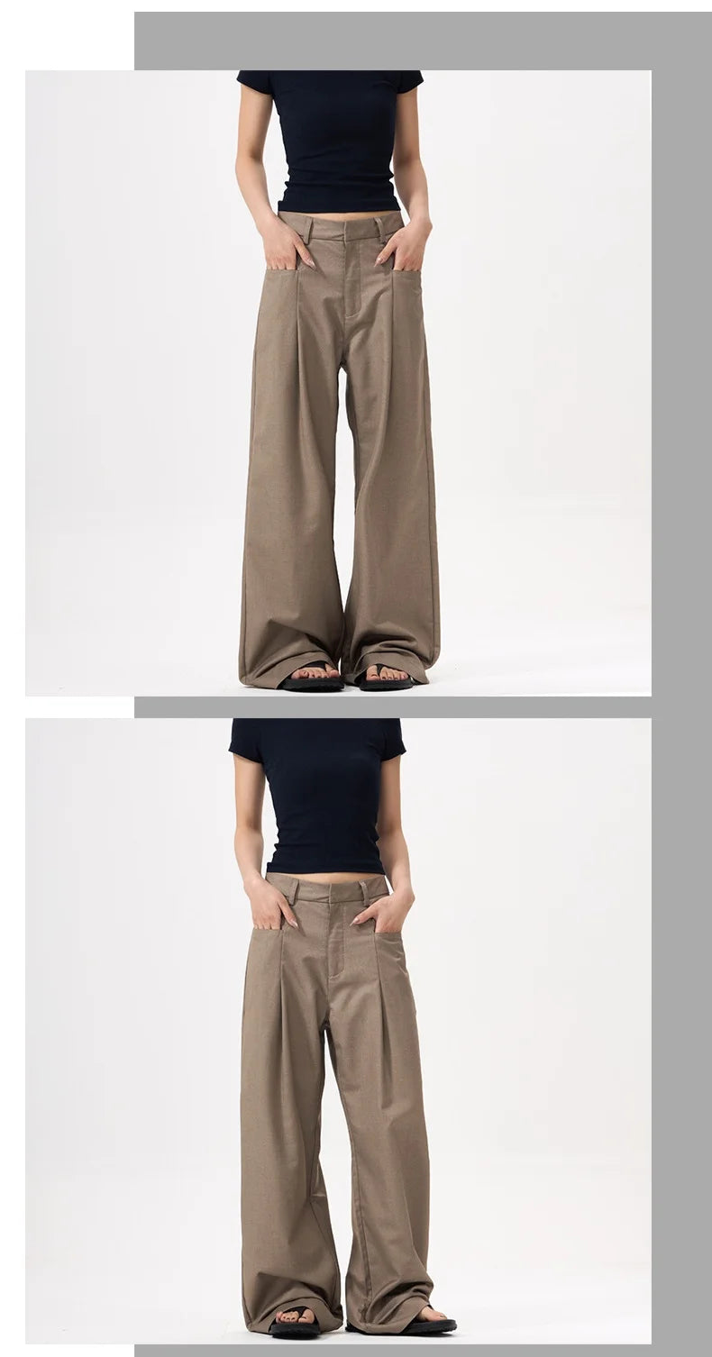 Unisex Pleated Wide-Leg Pants – Loose Draped Casual Trousers