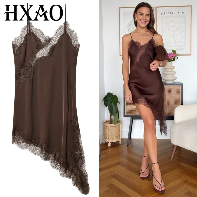 Women’s Lace Slip Dress, Asymmetric Backless Mini Party Dress 2025
