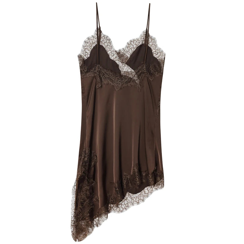 Women’s Lace Slip Dress, Asymmetric Backless Mini Party Dress 2025