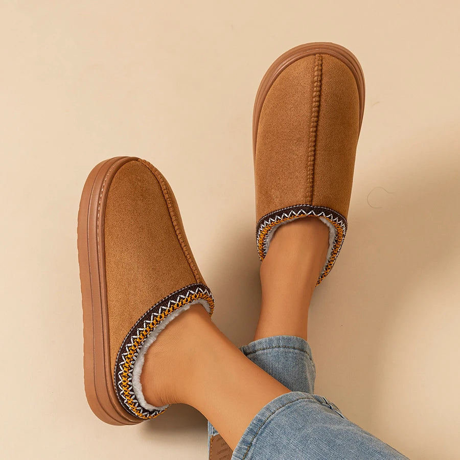 Winter Fuzzy Slippers, Warm Plush Indoor Outdoor Anti-Slip House Shoes