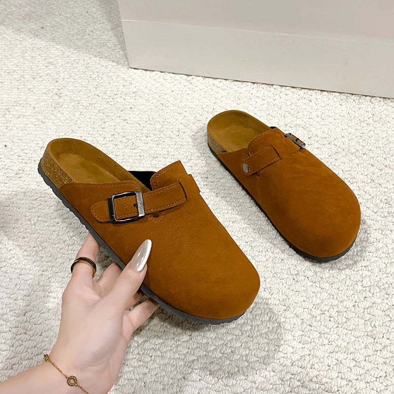 Unisex Suede Mules, Cork Insole Clogs with Arch Support