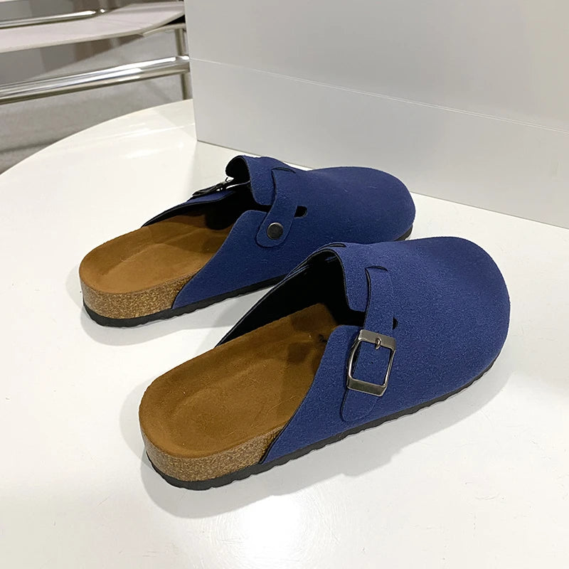 Unisex Suede Mules, Cork Insole Clogs with Arch Support