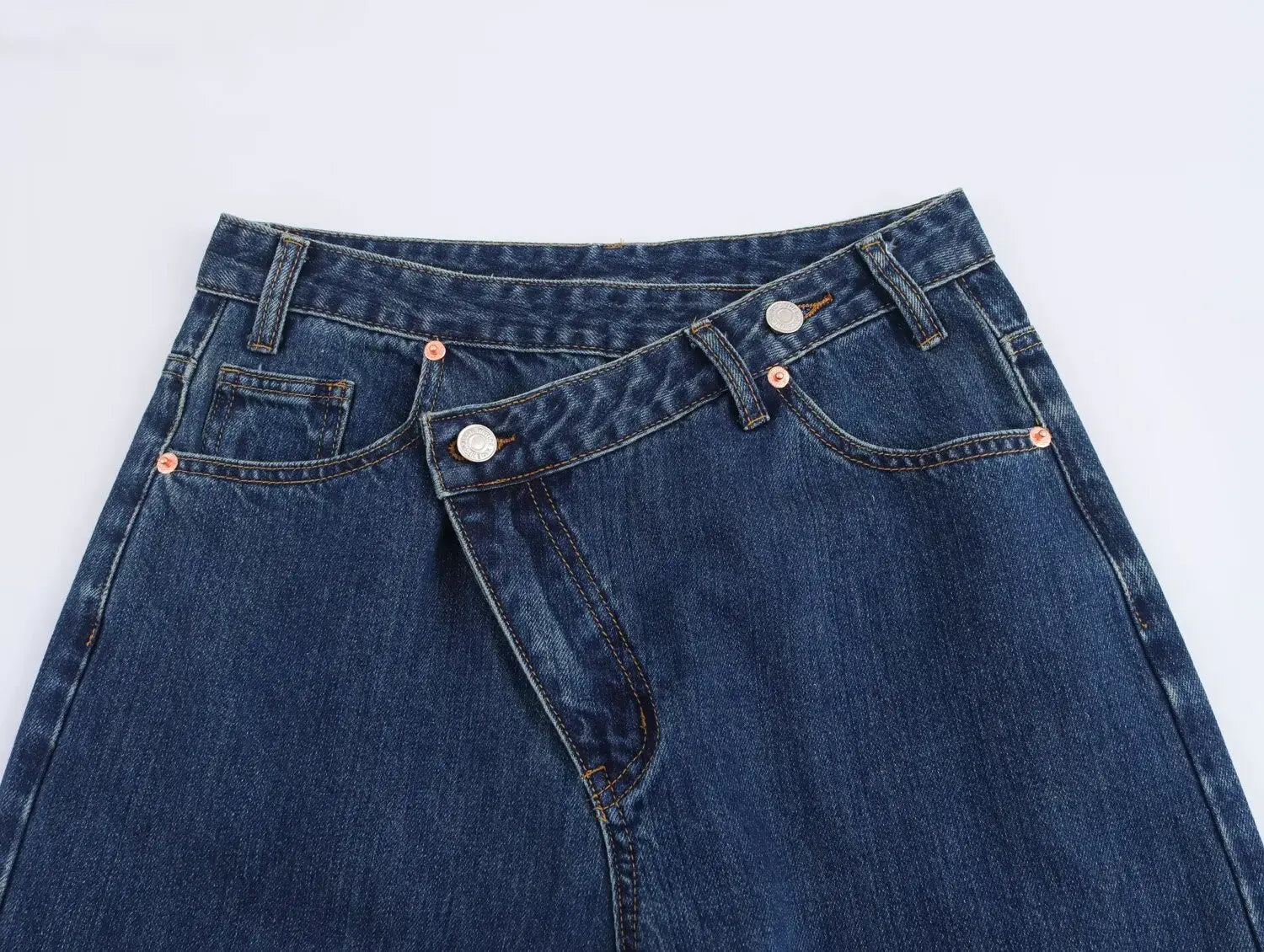Women’s Asymmetric Denim Trousers – High Waist Wide Leg Jeans 2025