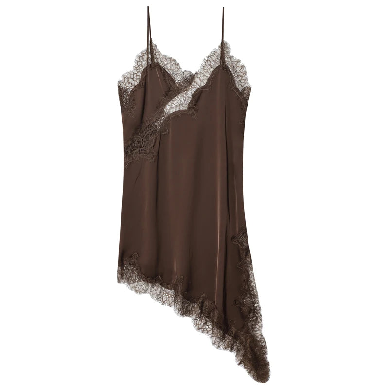 Women’s Lace Slip Dress, Asymmetric Backless Mini Party Dress 2025