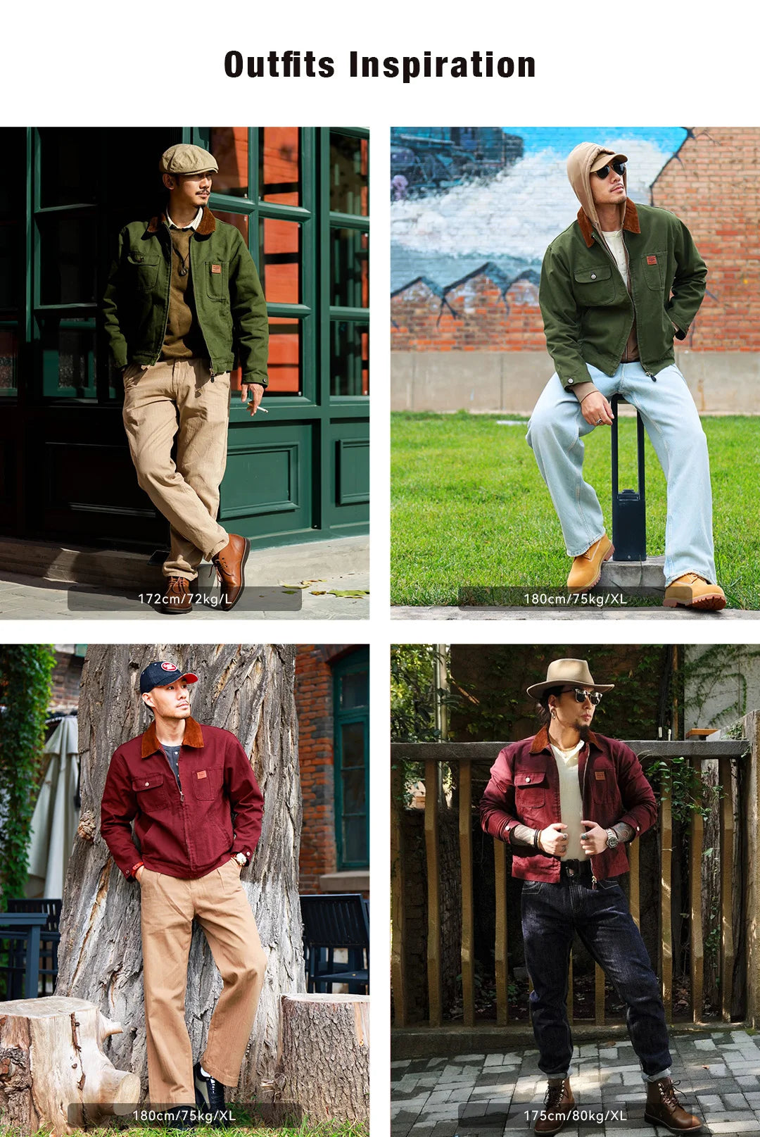 Men’s Retro Canvas Jacket – Heavyweight Detroit Zip-Up with Corduroy Collar