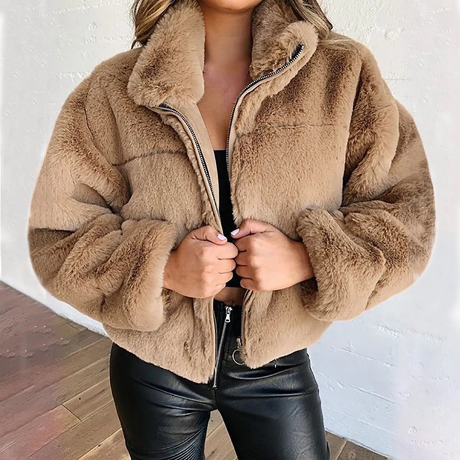 Women’s Faux Fur Coat – Plush Oversized Winter Jacket