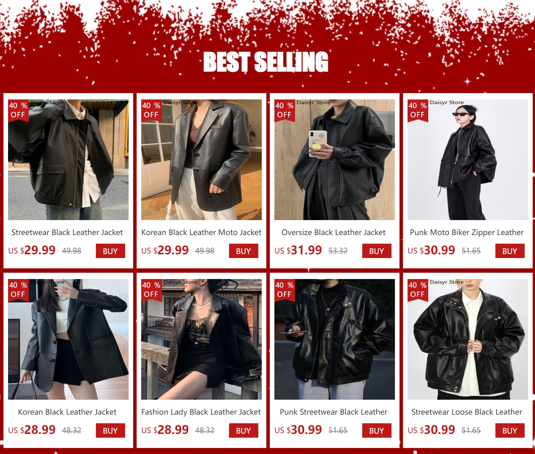 Women’s Black Leather Jacket – Long Biker Streetwear Coat