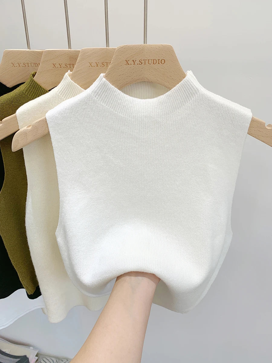 Women’s Knitted Tank Top – Sleeveless Slim Fit Sweater
