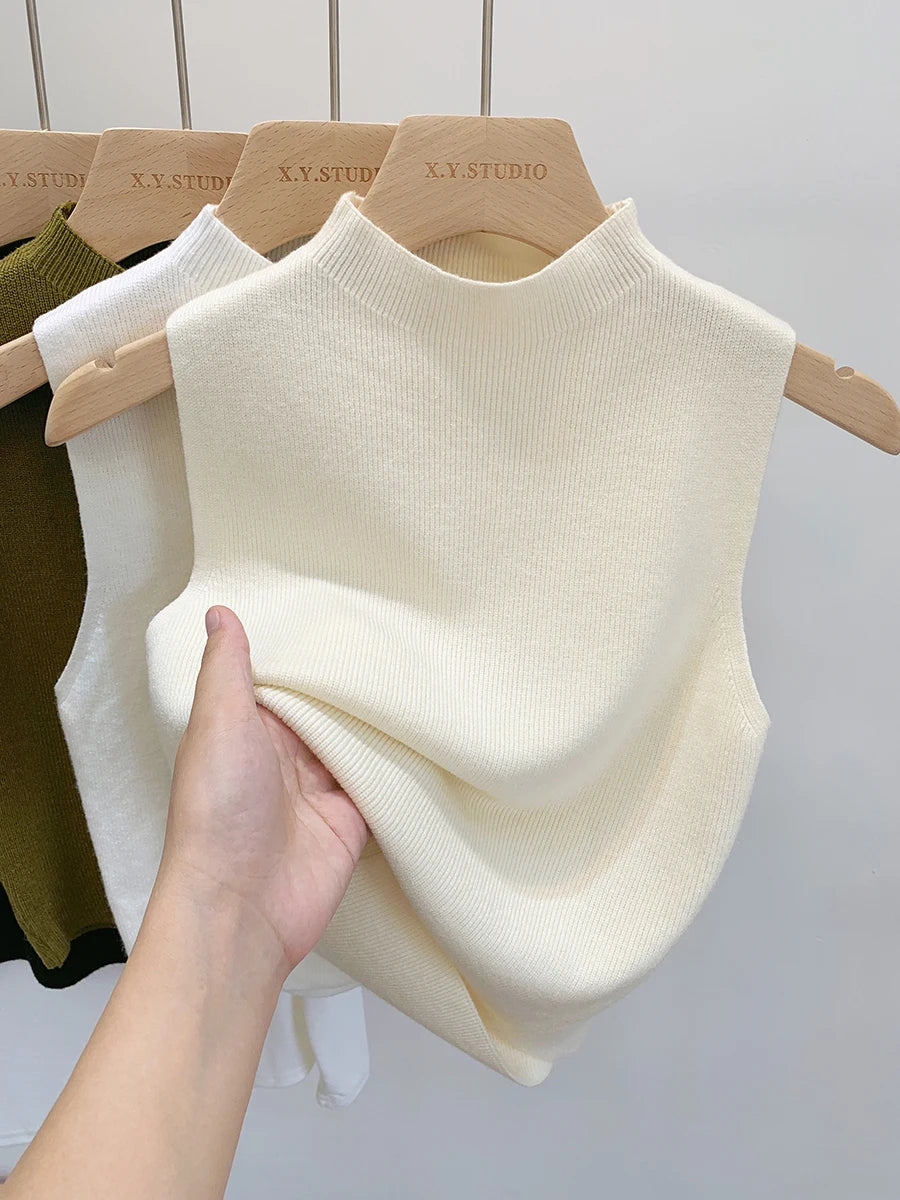 Women’s Knitted Tank Top – Sleeveless Slim Fit Sweater