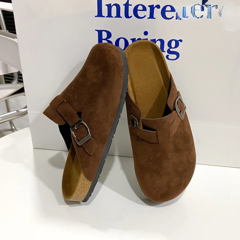 Unisex Suede Mules, Cork Insole Clogs with Arch Support