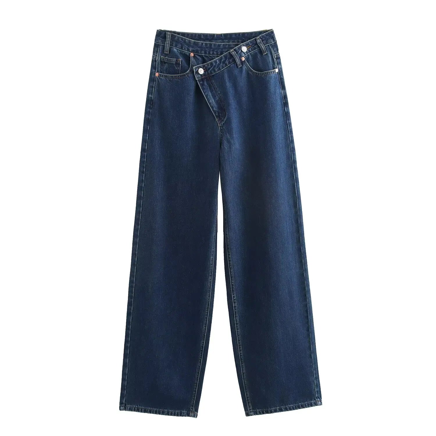 Women’s Asymmetric Denim Trousers – High Waist Wide Leg Jeans 2025