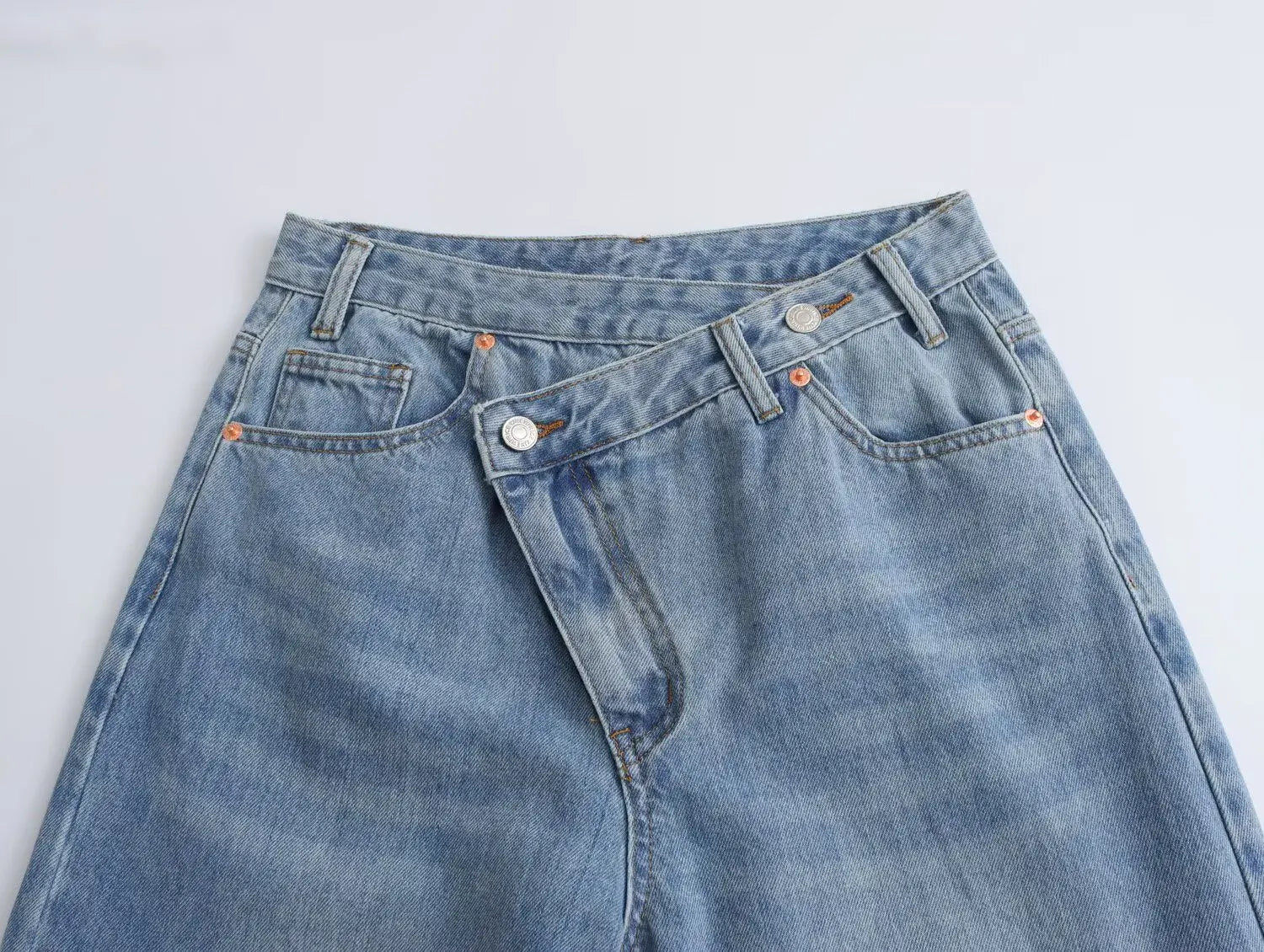 Women’s Asymmetric Denim Trousers – High Waist Wide Leg Jeans 2025