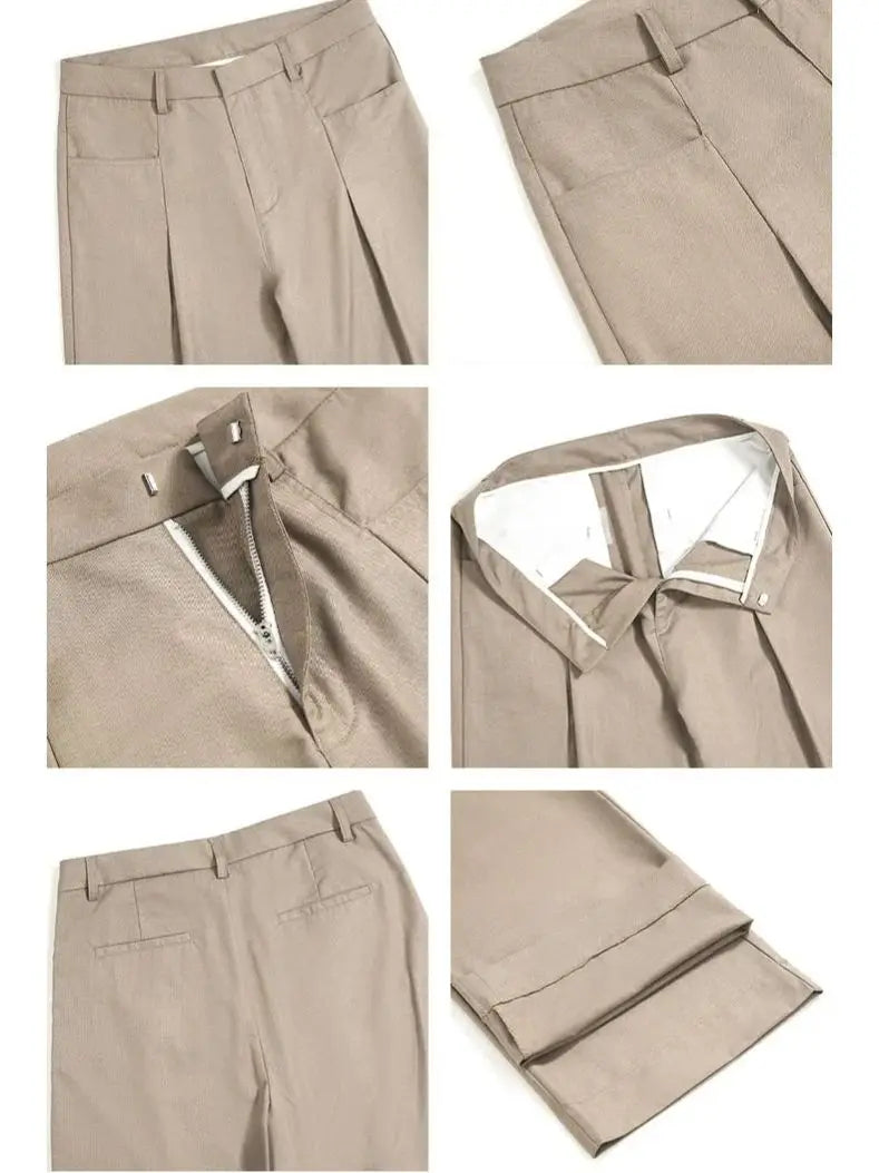 Unisex Pleated Wide-Leg Pants – Loose Draped Casual Trousers