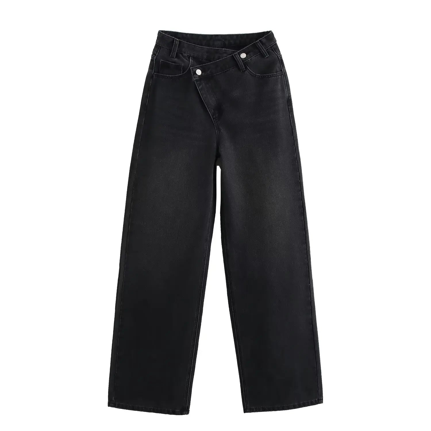 Women’s Asymmetric Denim Trousers – High Waist Wide Leg Jeans 2025