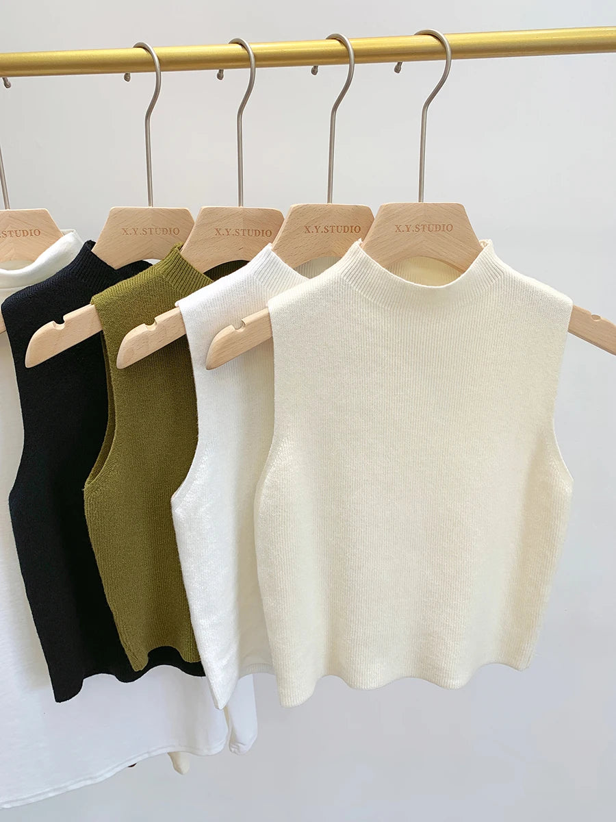 Women’s Knitted Tank Top – Sleeveless Slim Fit Sweater