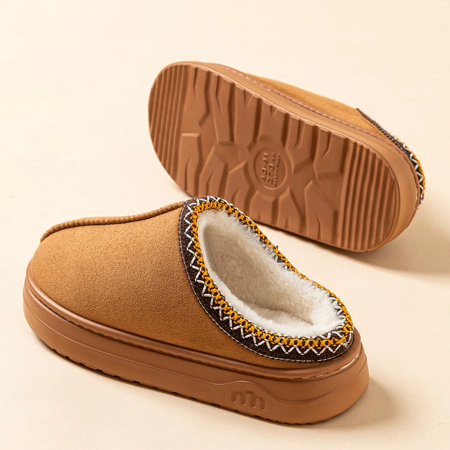 Winter Fuzzy Slippers, Warm Plush Indoor Outdoor Anti-Slip House Shoes