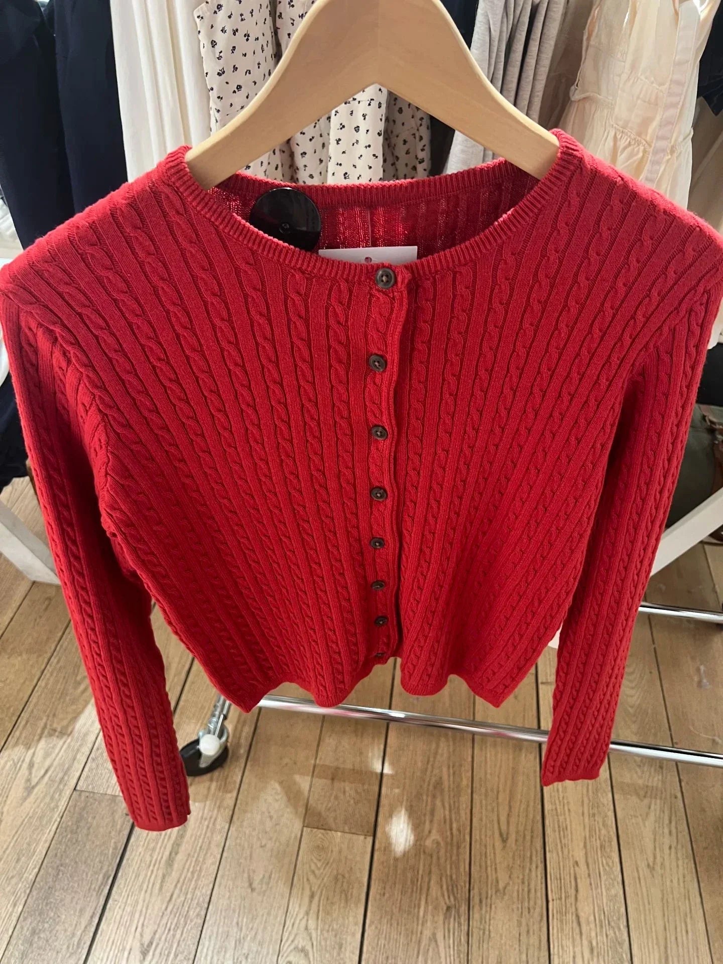 Women’s Knit Cardigan – Twist Button O-Neck Sweater Coat