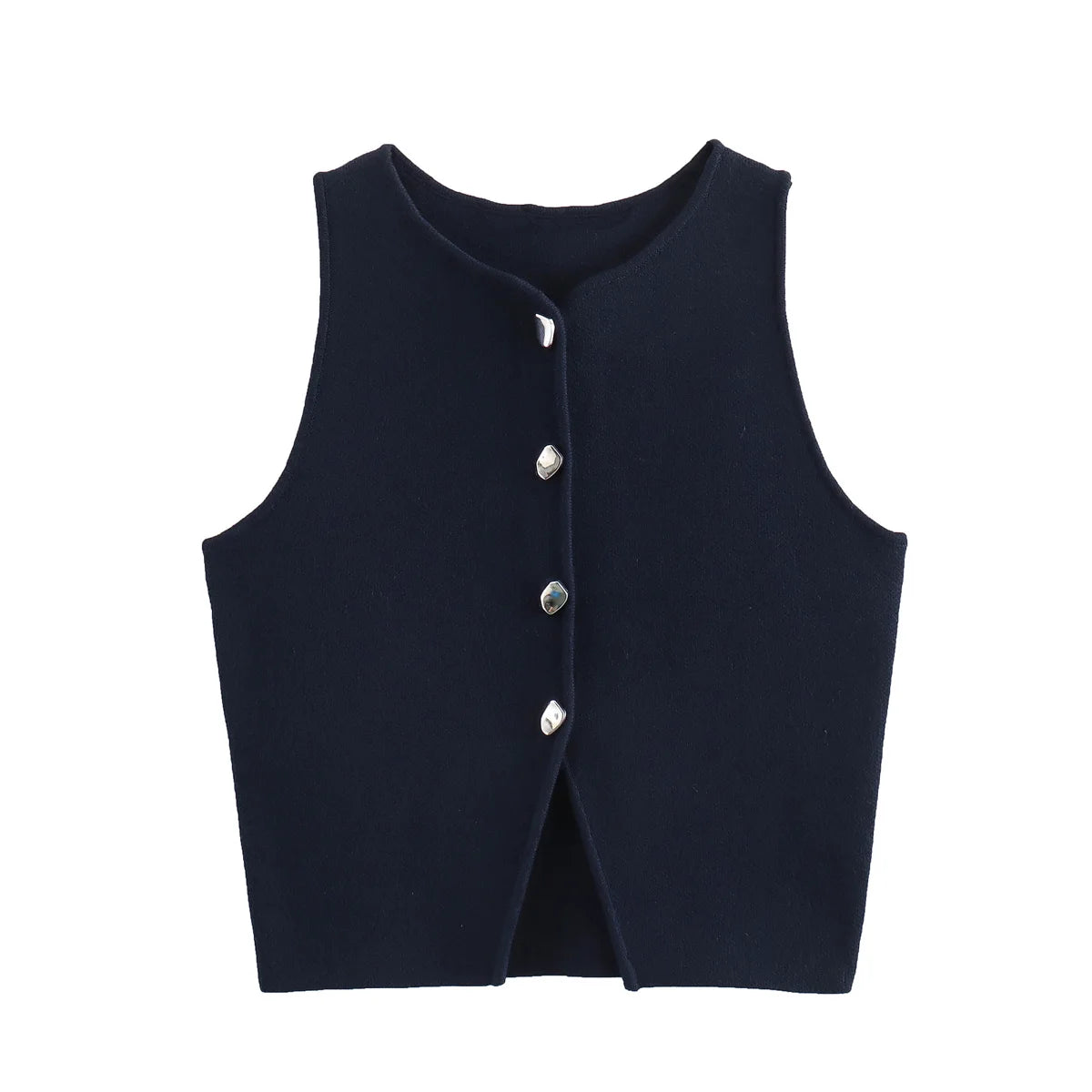 Women’s Knit Vest – Cropped Button-Up Streetwear Tops