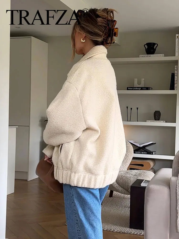 Women’s Winter Coat – Single-Breasted Lapel Jacket