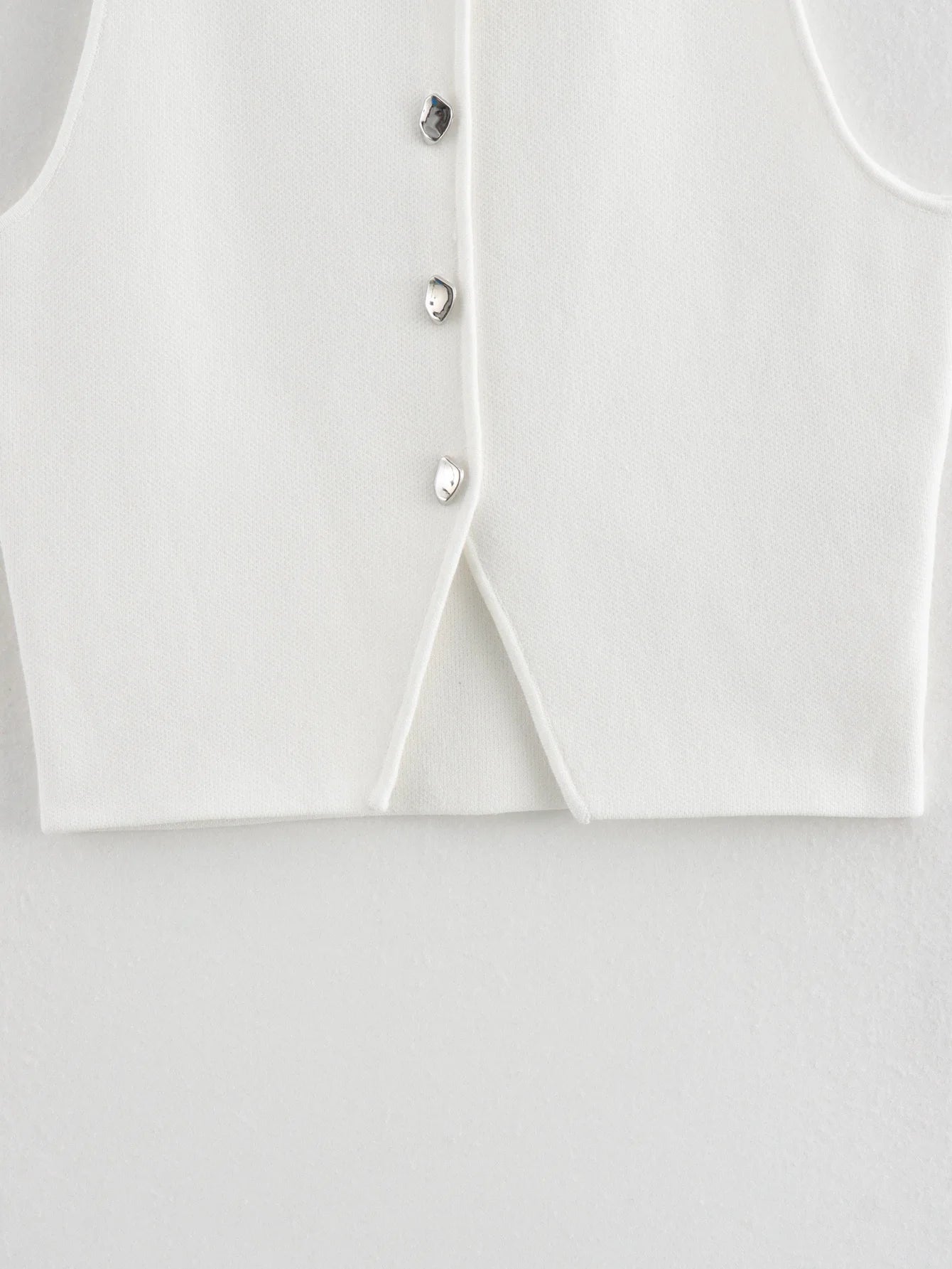 Women’s Knit Vest – Cropped Button-Up Streetwear Tops