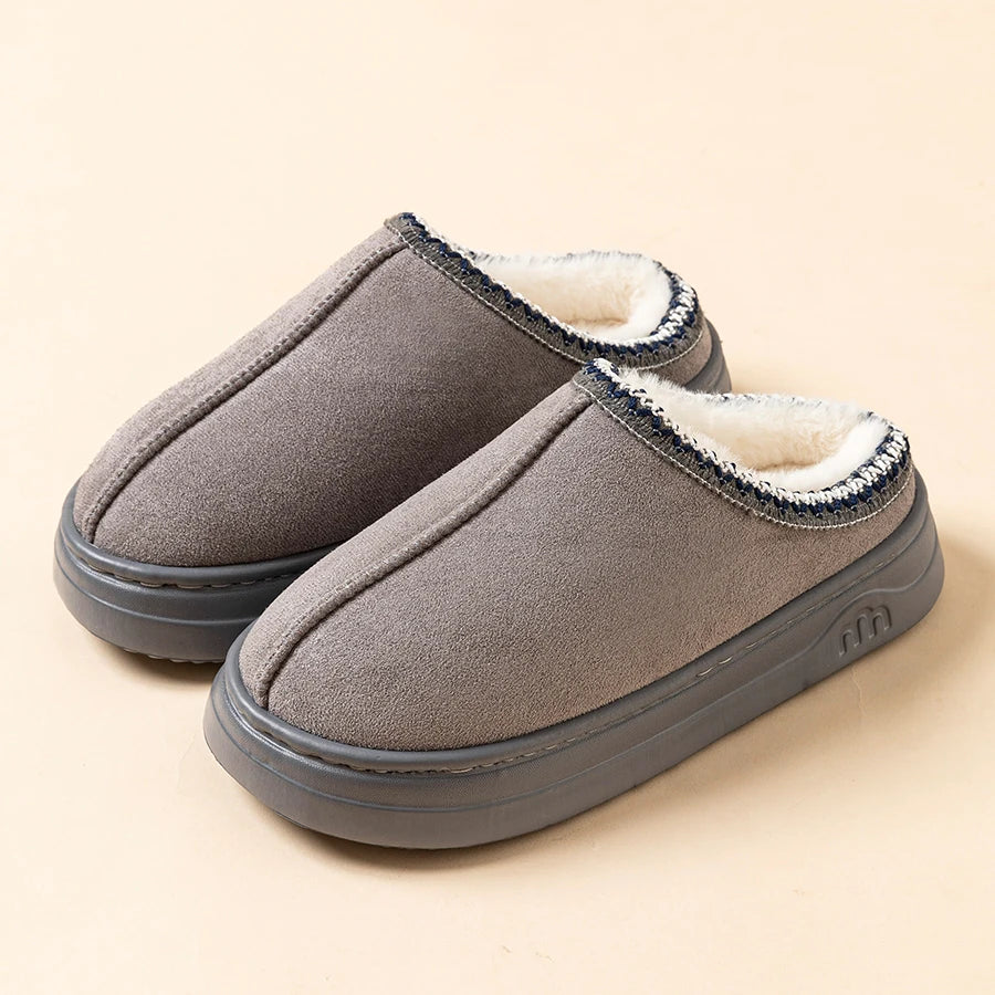 Winter Fuzzy Slippers, Warm Plush Indoor Outdoor Anti-Slip House Shoes