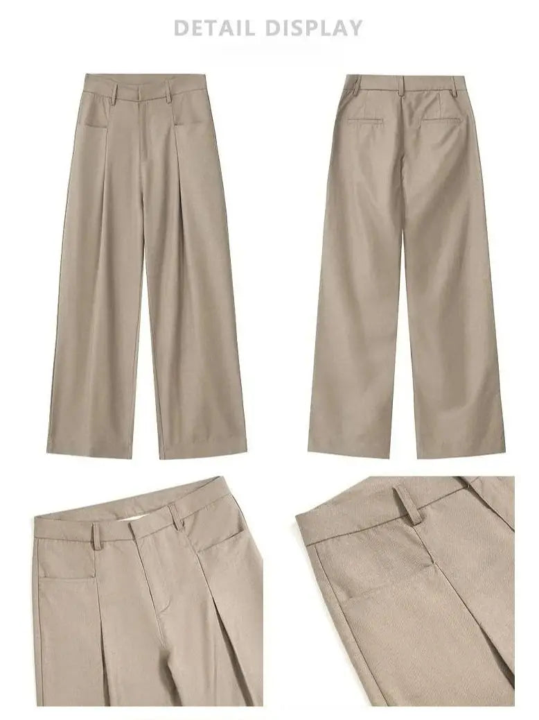 Unisex Pleated Wide-Leg Pants – Loose Draped Casual Trousers